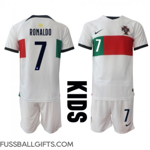 Portugal Cristiano Ronaldo #7 Fußballbekleidung Auswärtstrikot Kinder WM 2022 Kurzarm (+ kurze hosen)